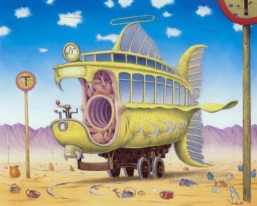 Straßen pustynny tramwaj Fantasie Ölgemälde